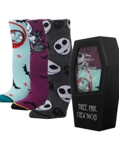 Bioworld The Nightmare Before Christmas Coffin 3 Pair Crew Box Set Disney