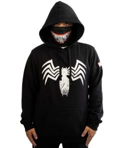 Bioworld Marvel Venom Smile Lightweight Hoodie With Built-in Gaiter