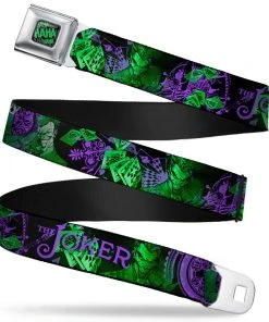 Buckle-Down Joker HAHA Stacked Full Color Black/Grey/Green Seatbelt Buckle Belt