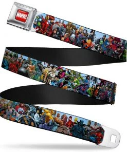 Buckle-Down Marvel Universe Heroes & Villains Full Color Red White Seatbelt Belt