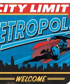 Open Road Brands DC Comics Superman Metropolis City Limit Embossed Tin Sign