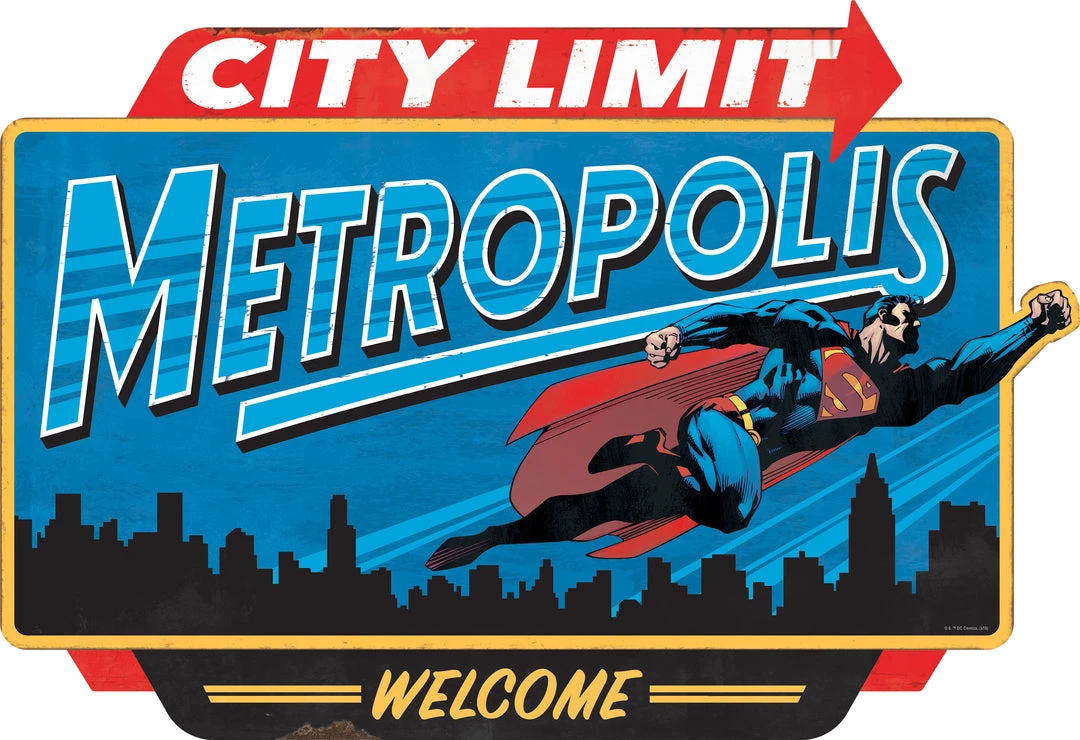 Open Road Brands DC Comics Superman Metropolis City Limit Embossed Tin Sign 3 Open Road Brands DC Comics Superman Metropolis City Limit Embossed Tin Sign
