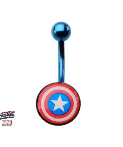 Body Vibe Captain America Logo Blue Titan Body Jewelry Marvel