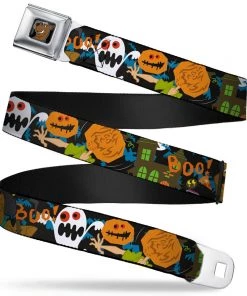 Buckle-Down Scooby Doo Face Full Color Black Halloween2 Ghost Boo! SeatBelt Belts
