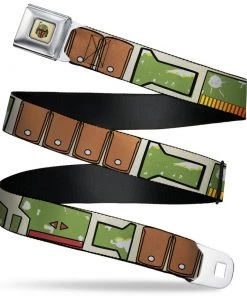 Buckle-Down Star Wars Boba Fett Helmet Full Color Tan Seatbelt Belt