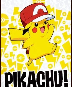 Silver Buffalo Pokemon Pikachu Hat Metallic Canvas Wall Art
