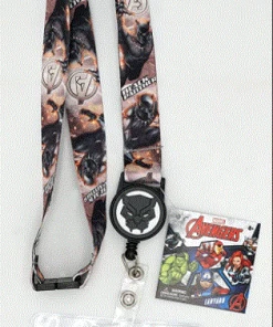Monogram Marvel Black Panther With Retractable Card Holder Lanyard