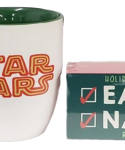 Silver Buffalo Star Wars The Mandalorian Holiday Eat Nap Repeat 18oz Ceramic Mug & 5'' 2.5 X 1.5 Box Sign Set
