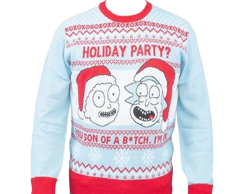 Ripple Junction Rick And Morty Holiday Party Light Blue Ugly Christmas Sweater 3 Ripple Junction Rick And Morty Holiday Party Light Blue Ugly Christmas Sweater