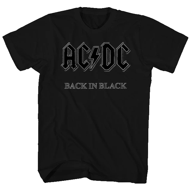 REX Music AC/DC Back Solid In Black Black Adult T-Shirt 3 REX Music AC/DC Back Solid In Black Black Adult T-Shirt