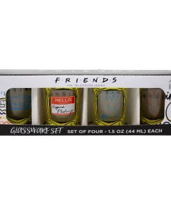 Silver Buffalo Friends Framed Quotes 4 Piece 1.5oz Shot Glass Set