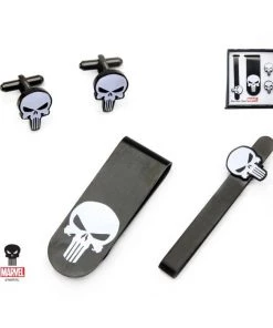 Body Vibe Marvel Punisher Money Clip, Tie Bar And Cufflinks Set