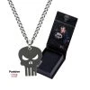 Body Vibe Disney Stainless Steel IP Black Punisher Skull Pendant With 24 Inch Chain