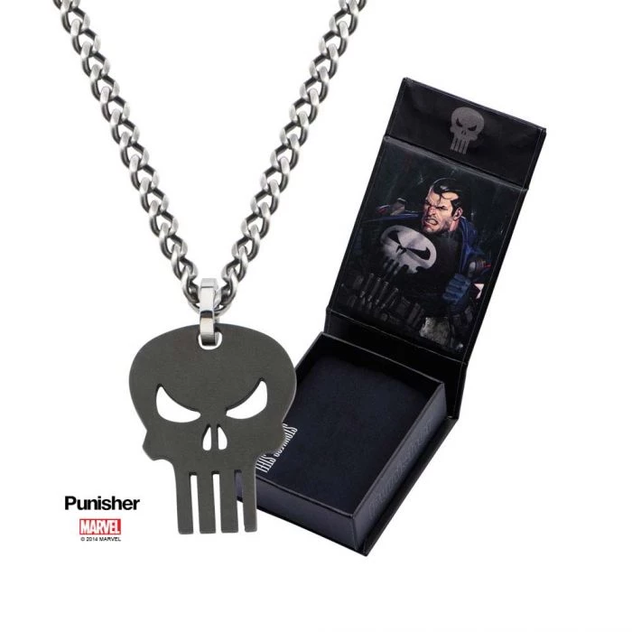 Body Vibe Disney Stainless Steel IP Black Punisher Skull Pendant With 24 Inch Chain 3 Body Vibe Disney Stainless Steel IP Black Punisher Skull Pendant With 24 Inch Chain