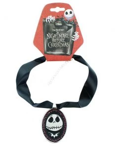 Bioworld Disney: NBC - Jack Skellington Necklace Crystal Ribbon Choker Face