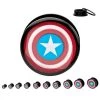 Body Vibe Marvel Black Acrylic Screw Fit Captain America Logo Plug