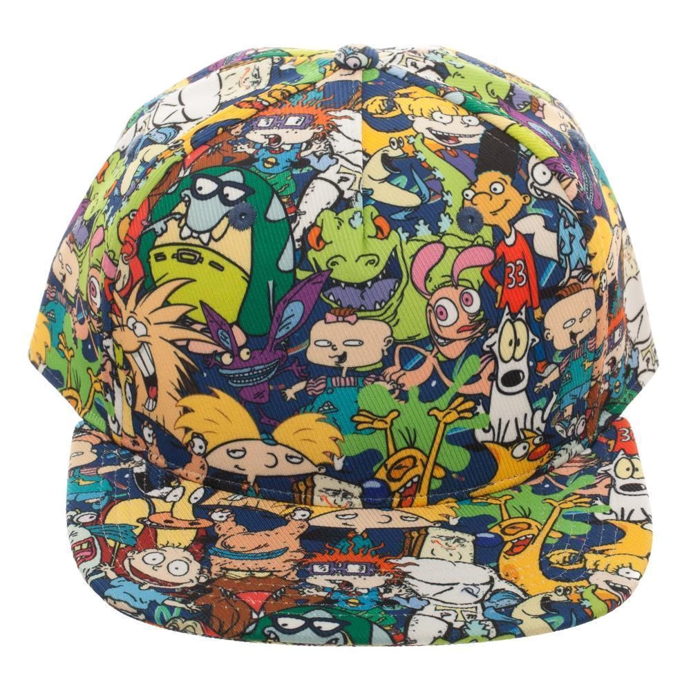 Bioworld Hats Nickelodeon Rewind Character Collage Hat 3 Bioworld Hats Nickelodeon Rewind Character Collage Hat