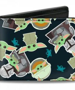 Buckle-Down Star Wars The Mandalorian The Child Grogu And Frogs Vegan Black Leather Wallet