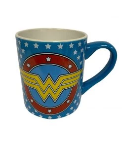 Silver Buffalo Disney Wonder Woman All Over Stars & Logo 14 Oz Coffee Mug