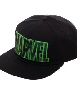 Bioworld Marvel Comics Incredible Hulk Marvel Logo Black Adjustable Snapback Hat