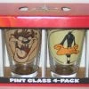 ICUP Looney Tunes Characters Retro Head Shots Pints 4 Glass Set, NEW BOXED Houseware