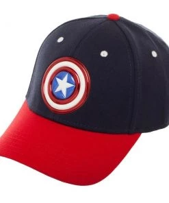 Bioworld Marvel Captain America Shield Flex-Fit Baseball Cap Hat