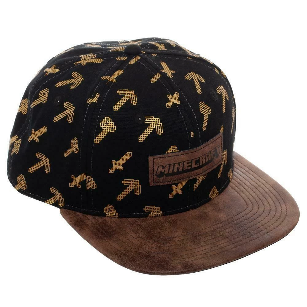 Bioworld Minecraft Tools Black & Brown Snapback Hat 5 Bioworld Minecraft Tools Black & Brown Snapback Hat