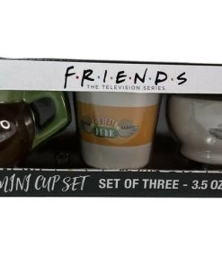 Silver Buffalo Friends Tv Show Ceramic Mini Cup Set Of Three 3.5oz Espresso Central Perk Mug
