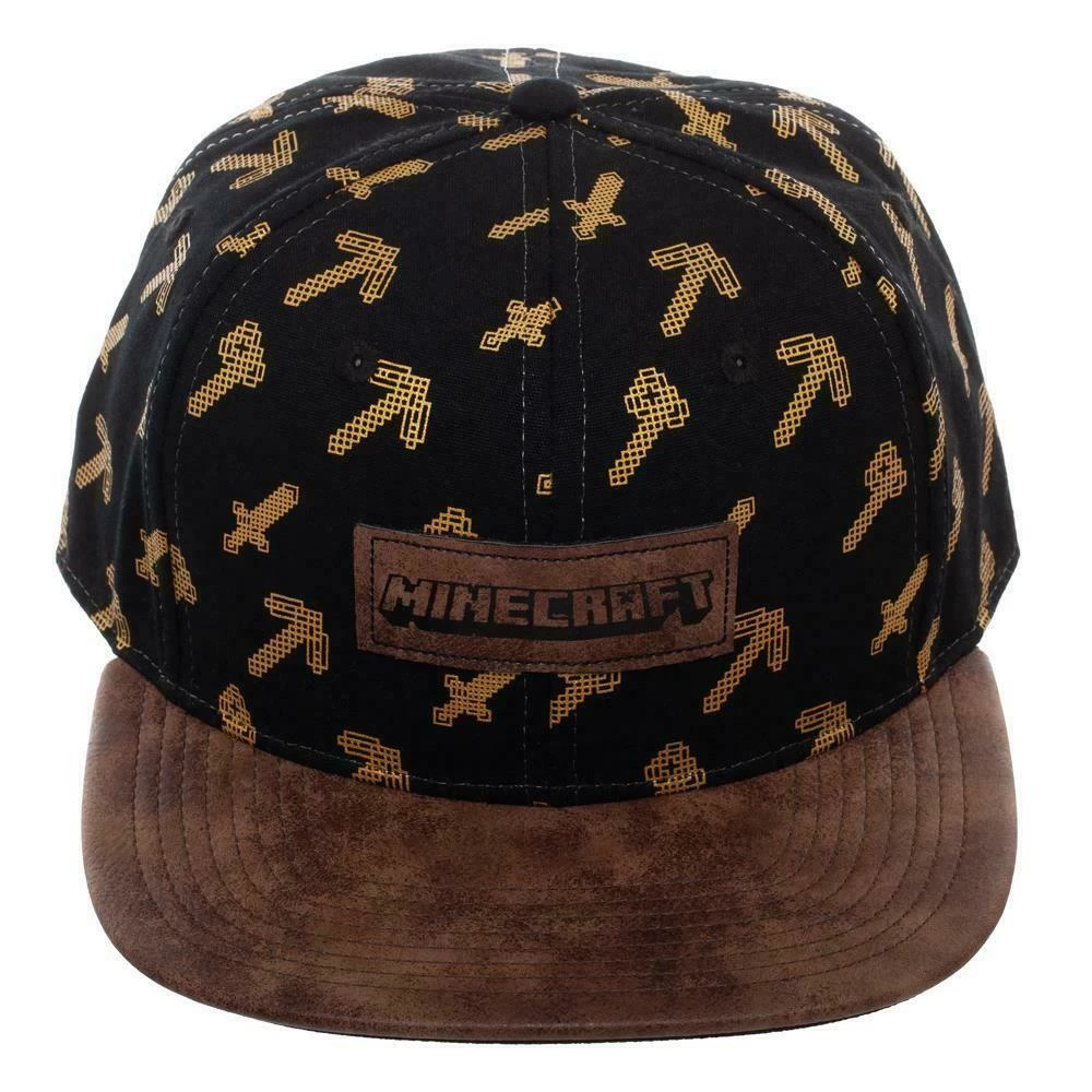 Bioworld Minecraft Tools Black & Brown Snapback Hat 4 Bioworld Minecraft Tools Black & Brown Snapback Hat