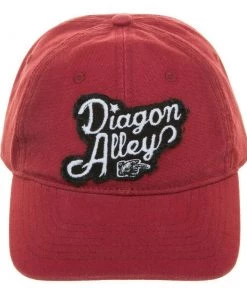 Bioworld Harry Potter Diagon Alley Dad Hat Adjustable Size Distressed Canvas Red Movies