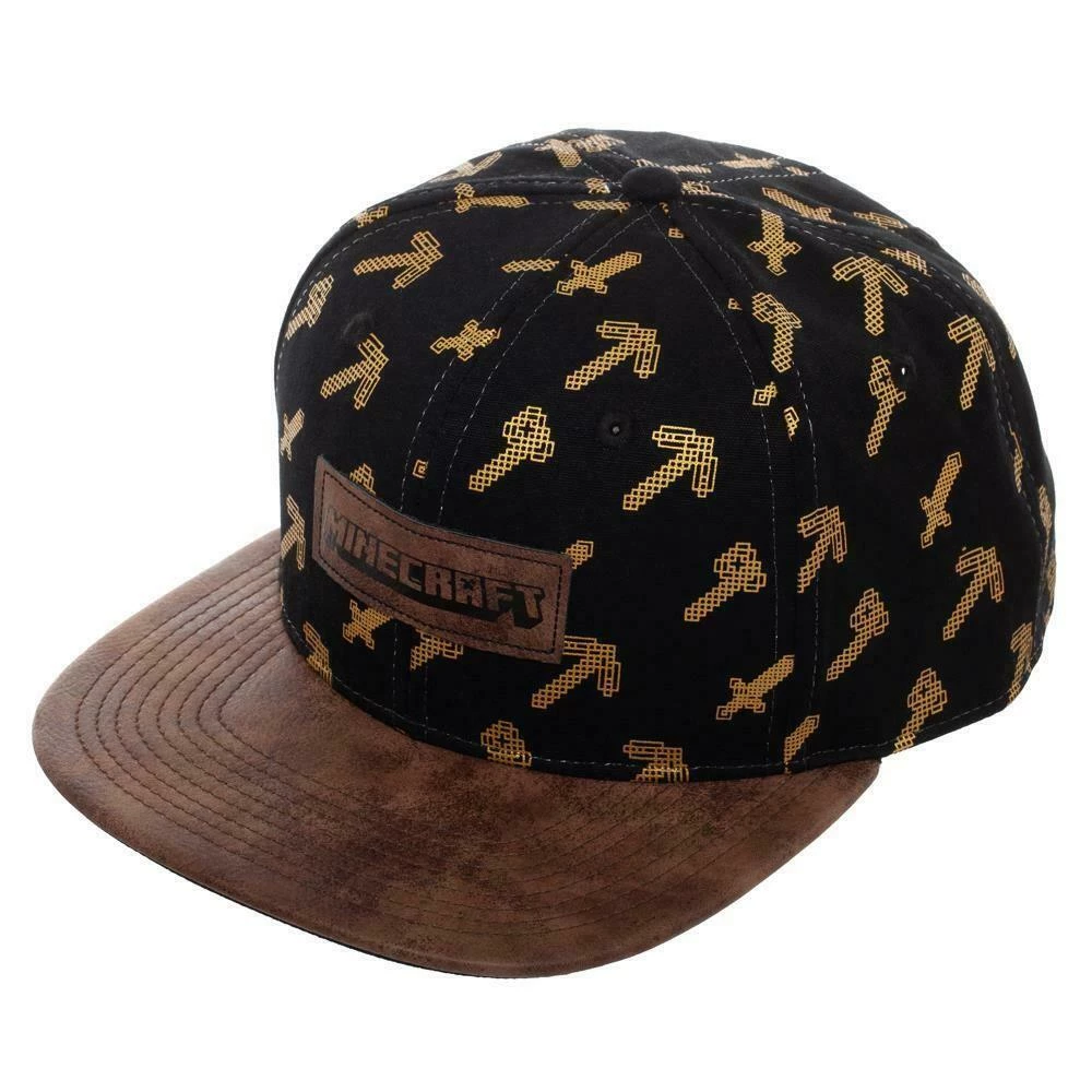 Bioworld Minecraft Tools Black & Brown Snapback Hat 3 Bioworld Minecraft Tools Black & Brown Snapback Hat