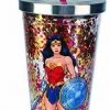Spoontiques DC Comics - Wonder Woman Logo Glitter Cup W/Straw