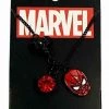 Bioworld Marvel Spider-Man Black Chain Necklace With Spider Charm Pendant And Red