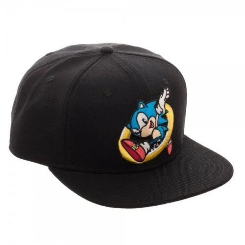 Bioworld Sonic The Hedgehog Ring Jump Black Snapback Cap 5 Bioworld Sonic The Hedgehog Ring Jump Black Snapback Cap