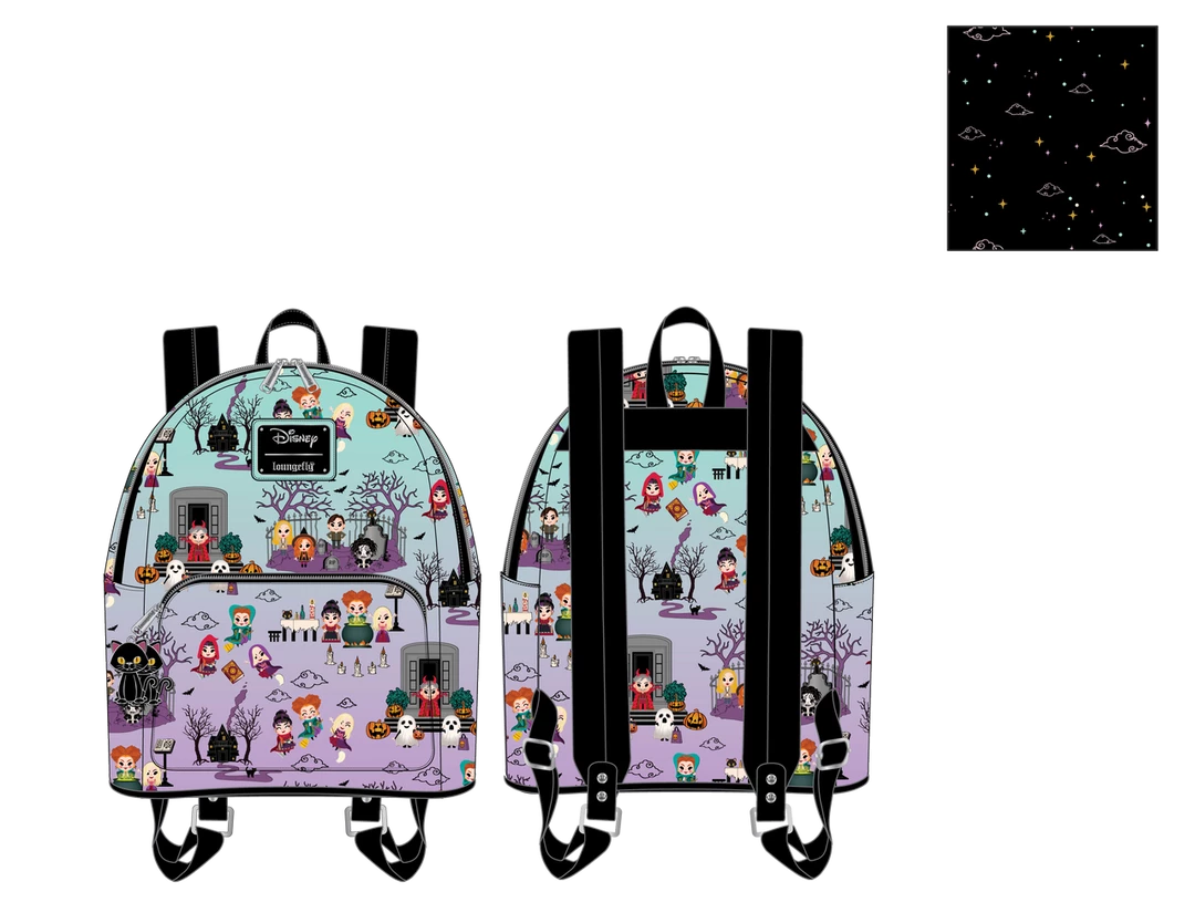 Loungefly Disney Hocus Pocus Scene All Of Print Mini Backpack 7 Loungefly Disney Hocus Pocus Scene All Of Print Mini Backpack