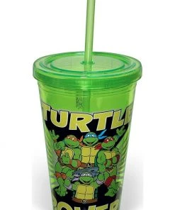 Vandor Turtle Power: 16 Oz. Plastic Cold Cup With Lid & Straw