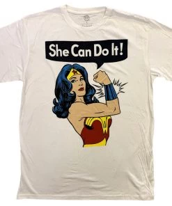 Changes Dc Comics - Wonder Woman - "She Can Do It" Adult Fitted T-shirt