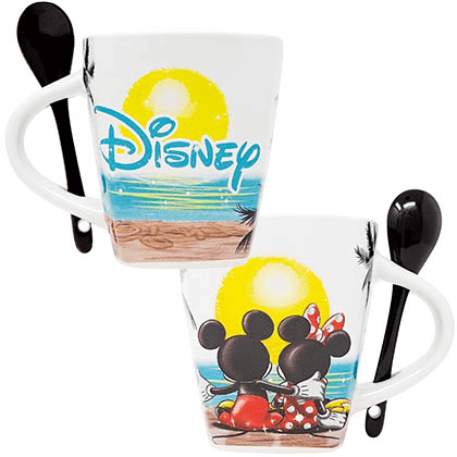 Jerry Leigh Disney Mickey & Minnie Sunset W/ Spoon 16oz Porcelain Mug 3 Jerry Leigh Disney Mickey & Minnie Sunset W/ Spoon 16oz Porcelain Mug