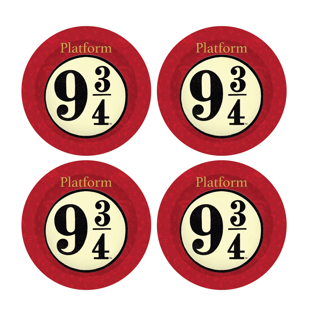 Silver Buffalo Hogwarts Express Platform 9 3/4 Melamine Plate Set, 4-Piece, 10-Inch, Red Disney 3 Silver Buffalo Hogwarts Express Platform 9 3/4 Melamine Plate Set, 4-Piece, 10-Inch, Red Disney
