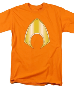 Trevco DC Comics Aquaman Logo Orange Adult Fitted T-shirt