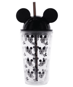 Jerry Leigh Disney Happy Mickey Multi Faces 16oz Ear Tumbler, Black