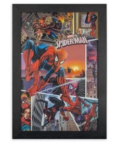 Pyramid America Marvel Spider-Man Comics Canvas Framed Poster 11" X 17"