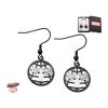 Body Vibe Marvel Cut Out Ion Plated Steel Web With Black IP Spider Dangle Earrings