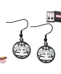 Body Vibe Marvel Cut Out Ion Plated Steel Web With Black IP Spider Dangle Earrings