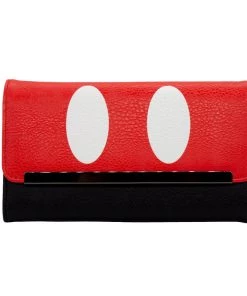 Buckle-Down Mickey Mouse Short Buttons Red Women's Envelope Fold Over Wallet