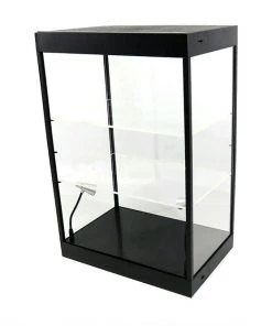 Toy Wonders Large LED Light Display Case With 2 Adjustable Shelves (Black) Figures