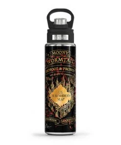 Tervis Harry Potter Black Marauders Map Stainless Steel Wide Mouth Bottle With Deluxe Spout Lid