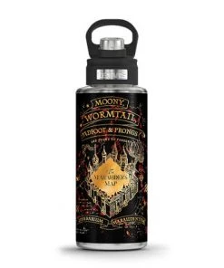 Tervis Harry Potter Black Marauders Map Stainless Steel Wide Mouth Bottle With Deluxe Spout Lid