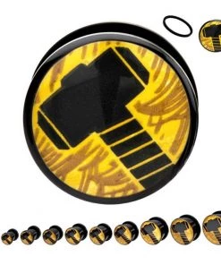 Body Vibe Screw Fit Acrylic Black With Thor Logo Plug Marvel