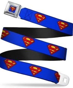 Buckle-Down DC Comics Superman Full Color Blue Superman Shield Blue Seatbelt Belt